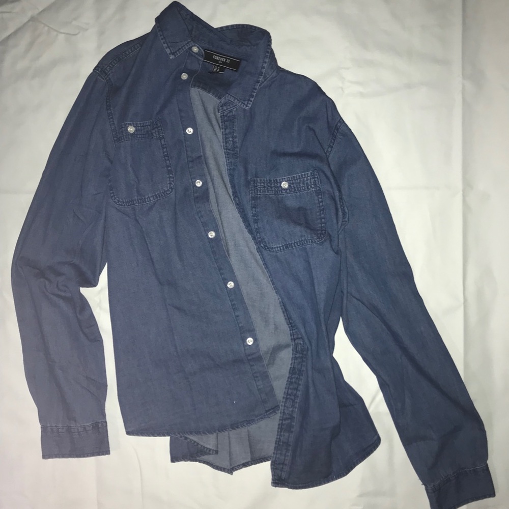 forever 21 buttoned denim colored shirt